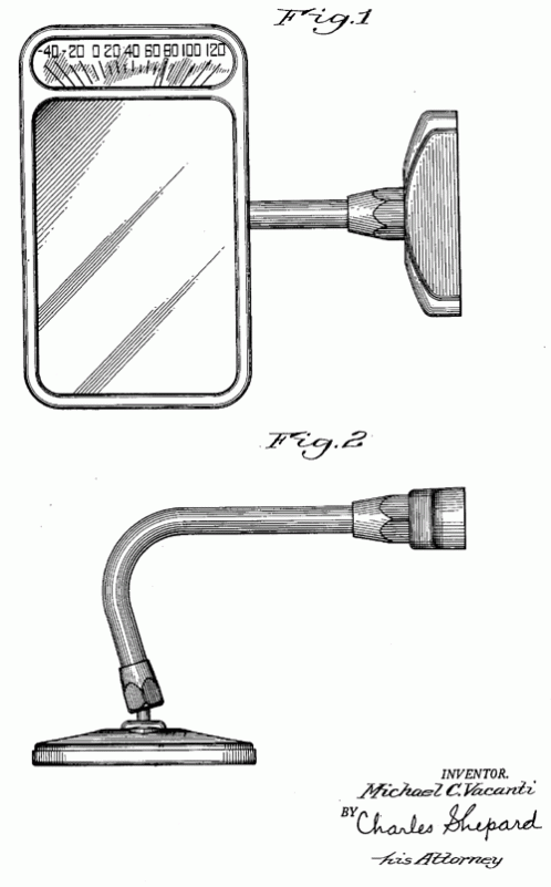 Combined thermometer and rear-view mirror